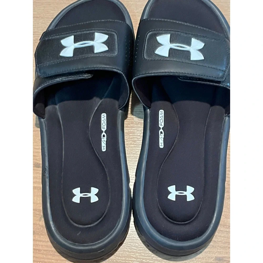 Under Armour Ignite 4D Slide Sandals Mens 13 Black Comfort Recovery Slip-On